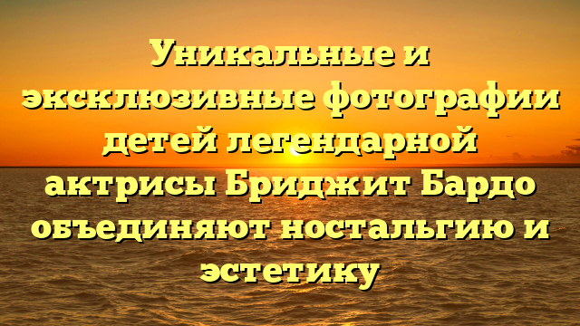 Уникальные и эксклюзивные фотографии детей легендарной актрисы Бриджит Бардо объединяют ностальгию и эстетику
